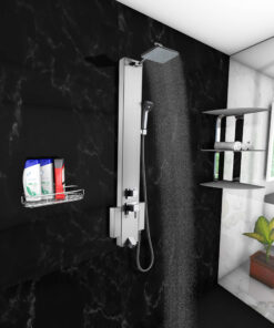 Alternative view of Blue Ocean 48” Stainless Steel SP822 Shower Panel Tower with Rainfall Shower Head and Spout