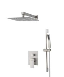 Alternative view of Blue Ocean Shower System, 10 Inch Rainfall Showerhead with Adjustable Angle Slide Bar and Handheld Spray, 2-Function Wall Mounted Faucet Set