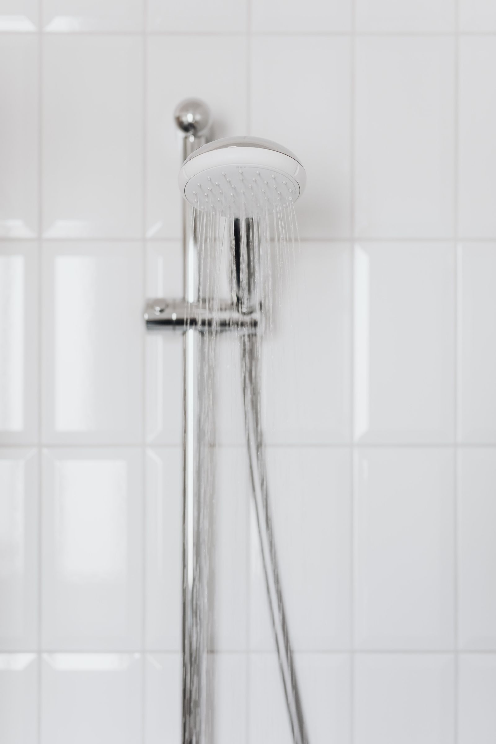 Chrome showerhead close-up